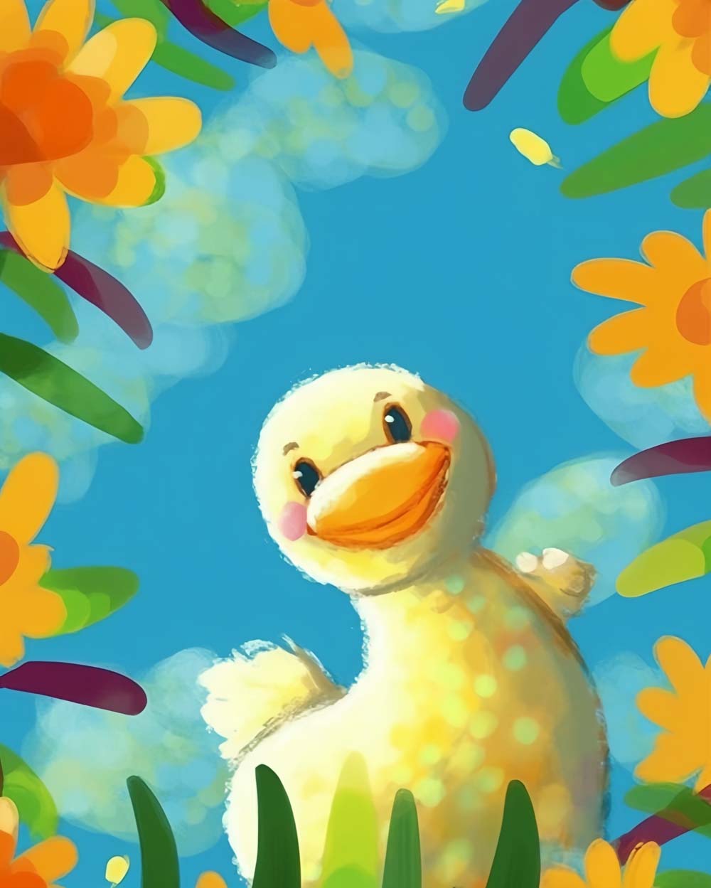 Cheerful spring duck cross stitch kit for beginners