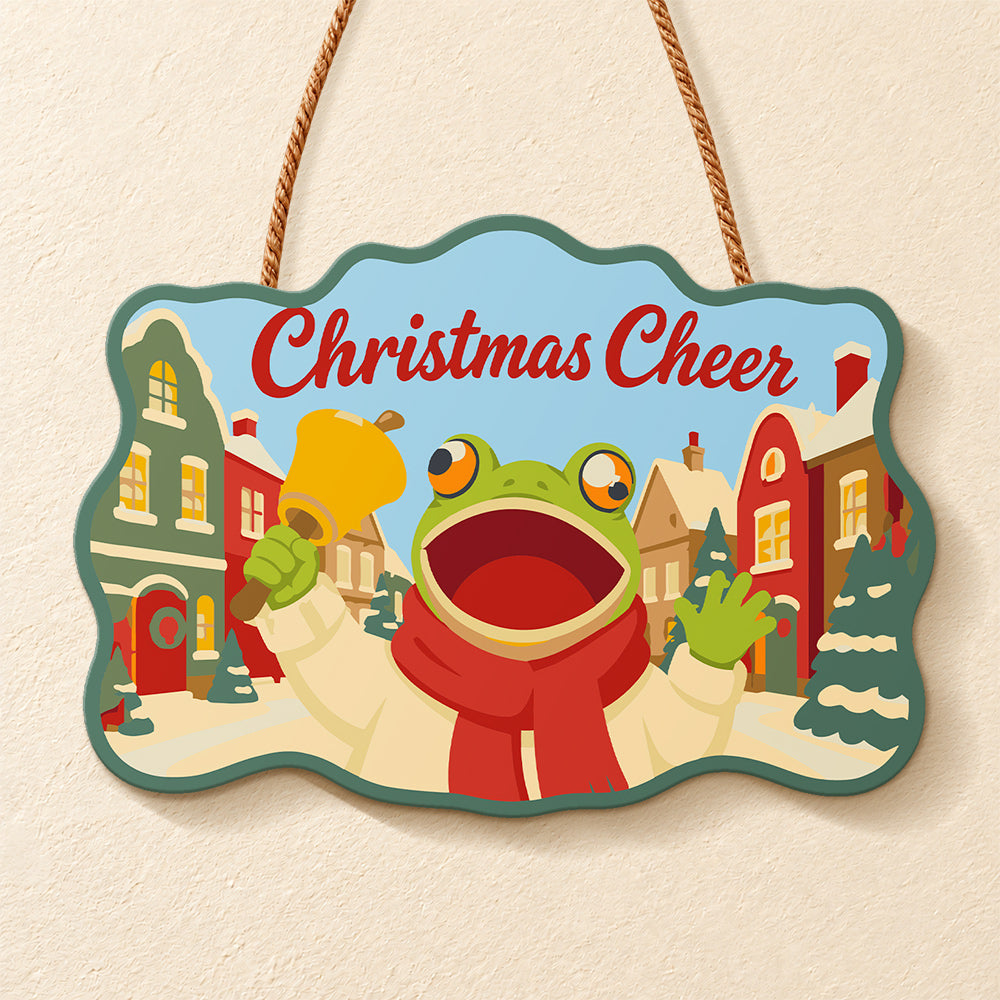 Cheerful town frog paint by numbers door hanger finished design
