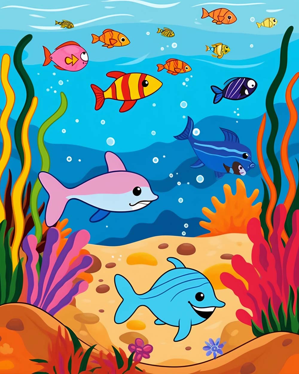 Cheerful undersea life cross stitch kit for beginners