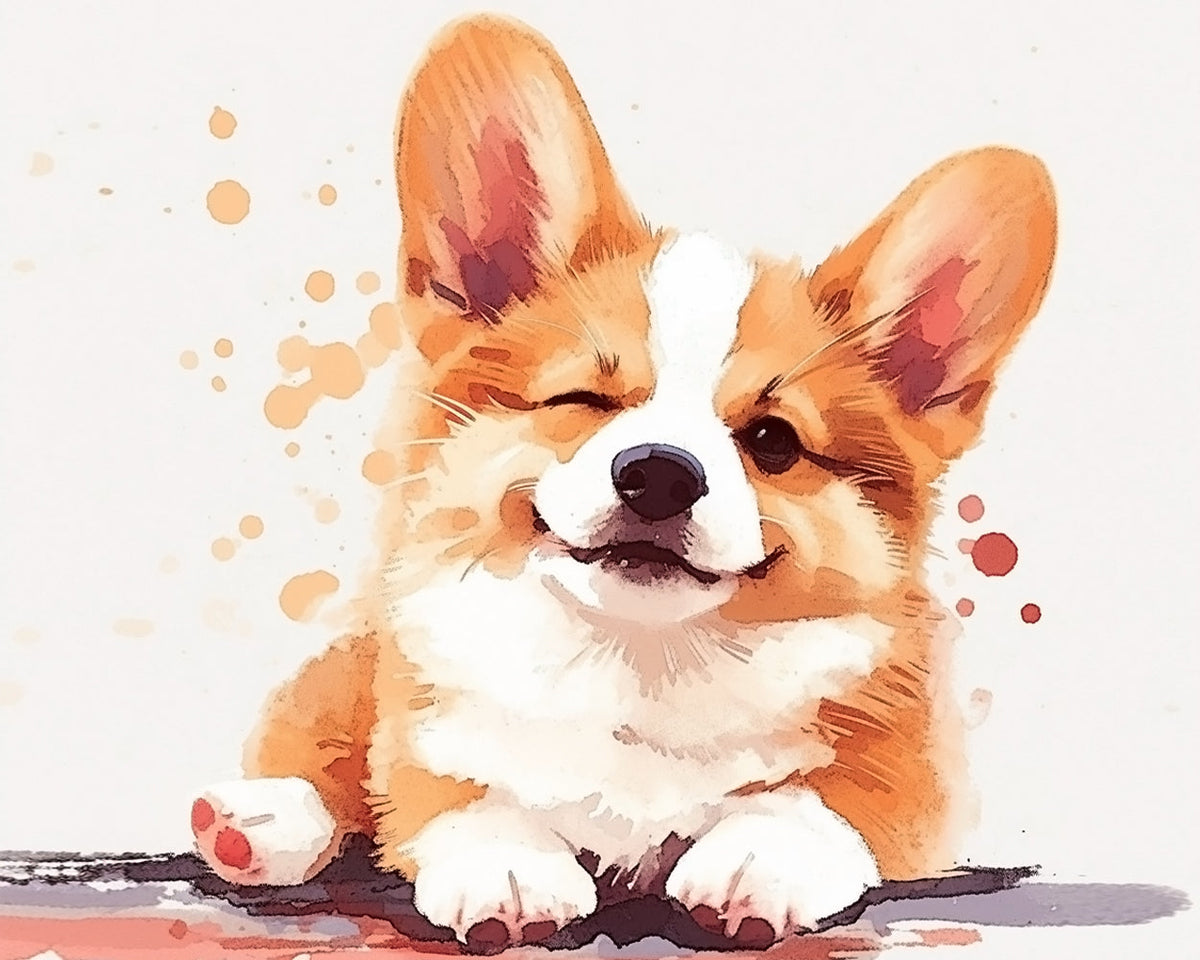 Cheerful wink of corgi cross stitch kit for beginners
