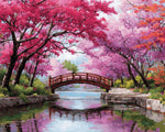 Cherry blossom arch bridge cross stitch kit for beginners