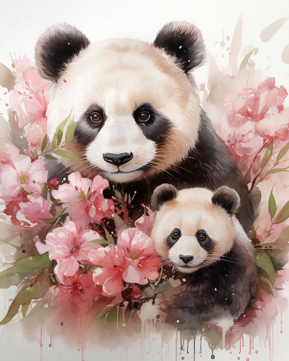 Cherry blossom panda pair cross stitch kit for beginners