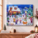 Children building snowman pearl diamond painting kit for beginners