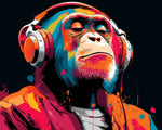 Chill gorilla enjoying music cross stitch kit for beginners