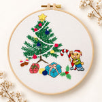 Christmas bear tree embroidery kit