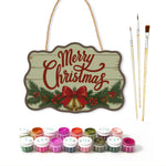 Christmas bells and bow paint by numbers door hanger with paints and brushes