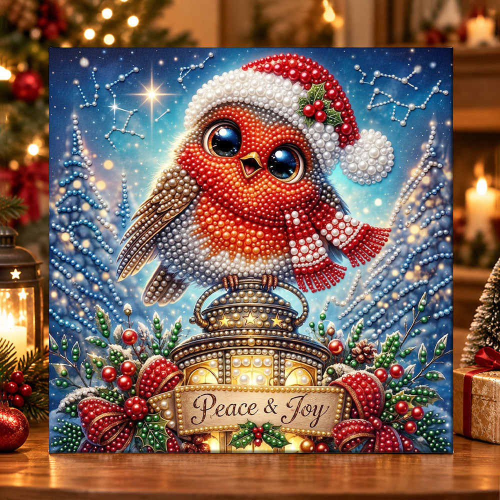 Christmas bird peace and joy pearl diamond painting kit for beginners