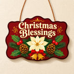 Christmas blessings poinsettia paint by numbers door hanger finished design