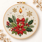 Christmas candle poinsettia embroidery kit