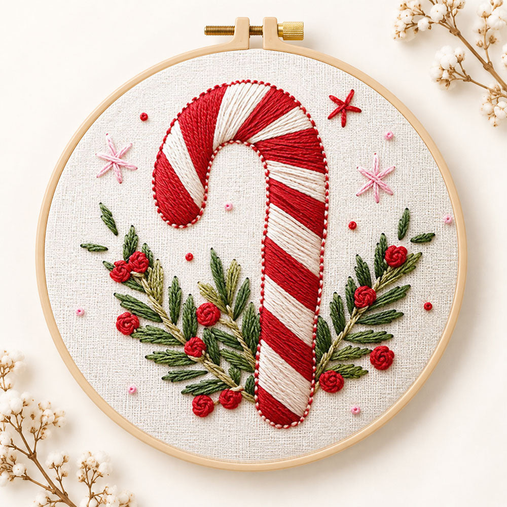 Christmas candy cane embroidery kit