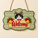 Christmas cat welcome paint by numbers door hanger finished design