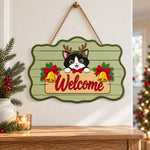 Christmas cat welcome paint by numbers door hanger as indoor wall decor