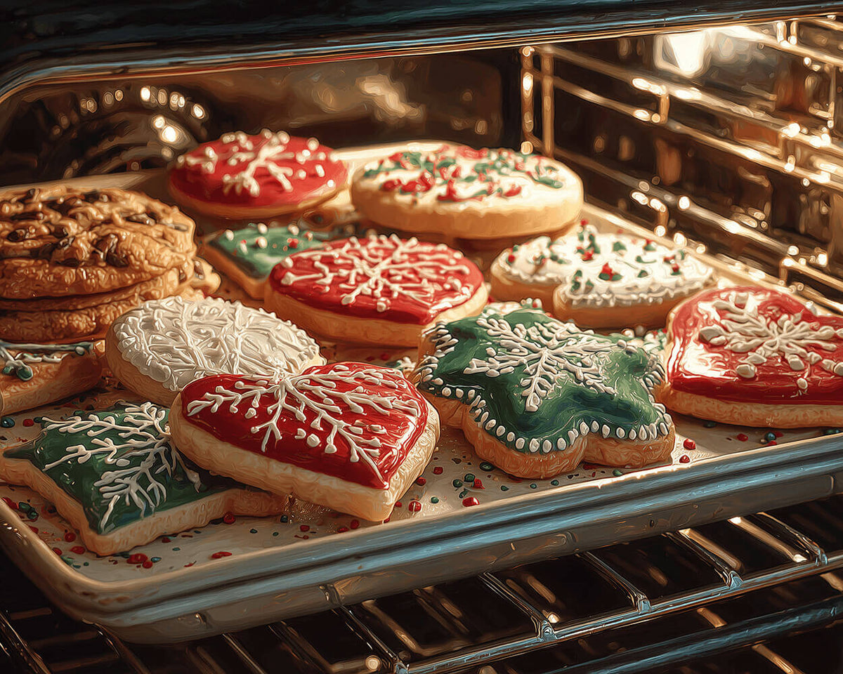 Christmas cookies in oven cross stitch kit for beginners