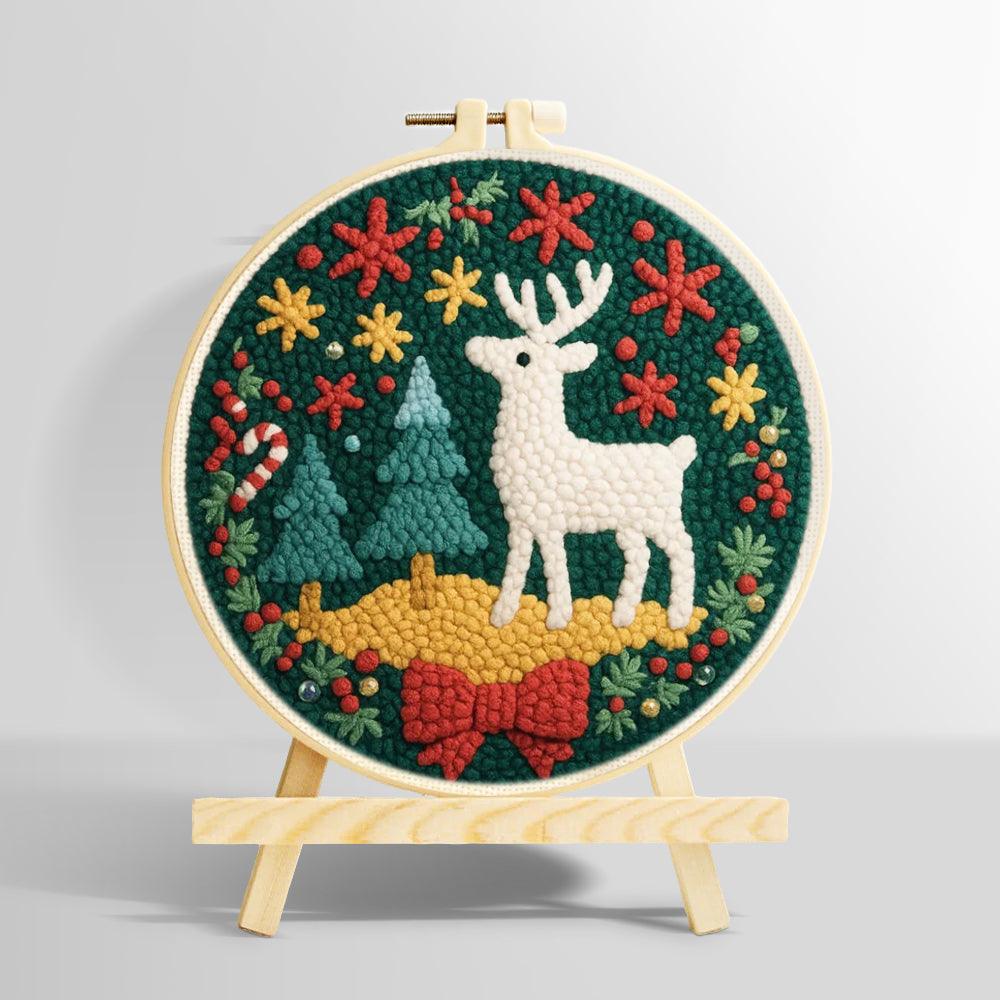 Christmas decorations and reindeer punch needle kit for beginners