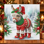 Christmas donkey in snow pearl diamond painting kit for beginners