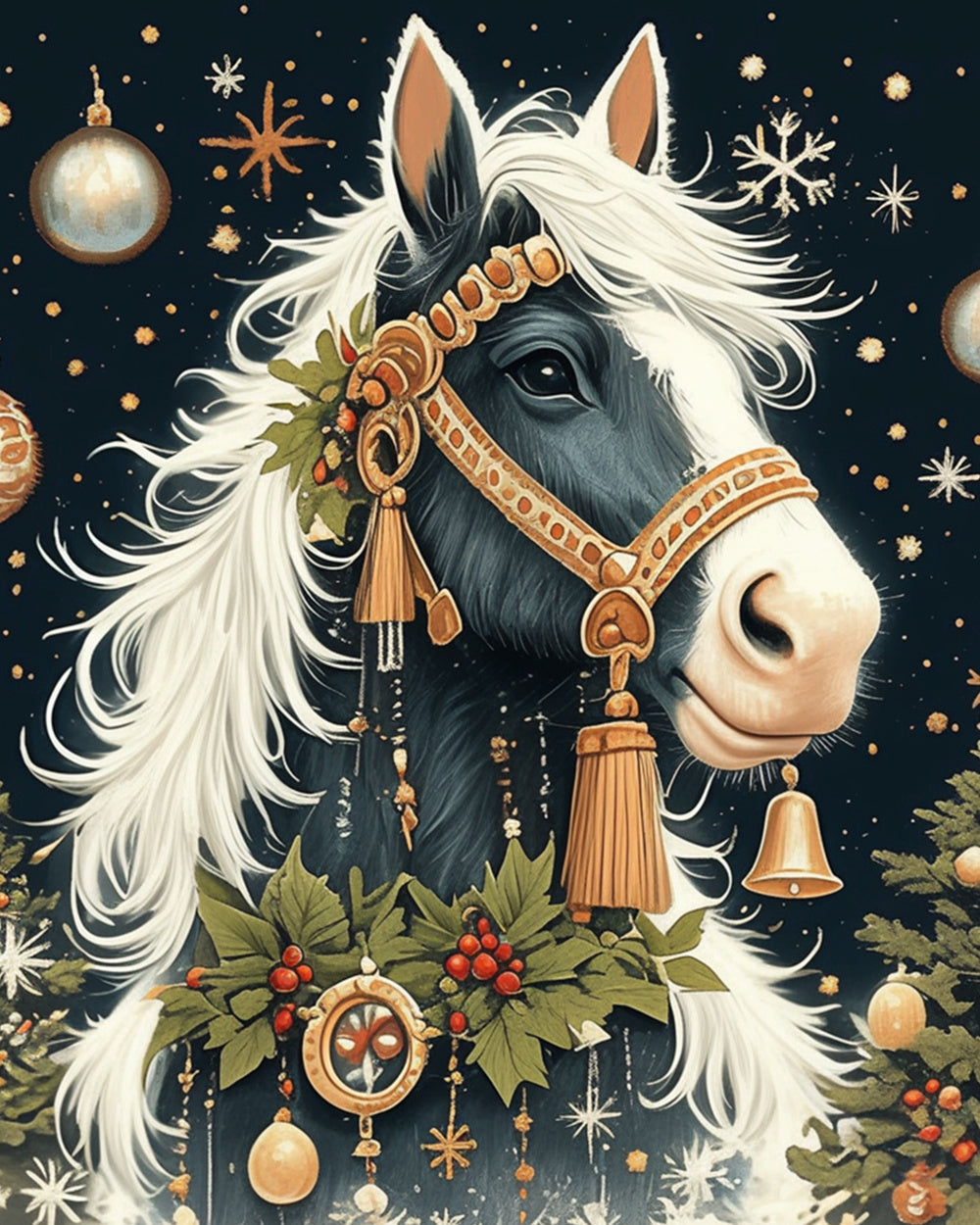 Christmas festive horse cross stitch kit for beginners
