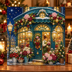 Christmas floral shop at night pearl diamond painting kit for beginners