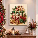 Finished christmas gift treasures pearl diamond painting artwork displayed as holiday home decor