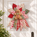Christmas gingerbread DIY quilted bow sewing kit finished as a handmade door decoration