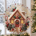 Christmas gingerbread house with candy canes pearl diamond painting kit for beginners