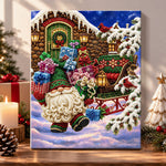 Christmas gnome with gift sleigh pearl diamond painting kit for beginners