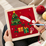 Creating handmade christmas hat and gifts punch needle artwork