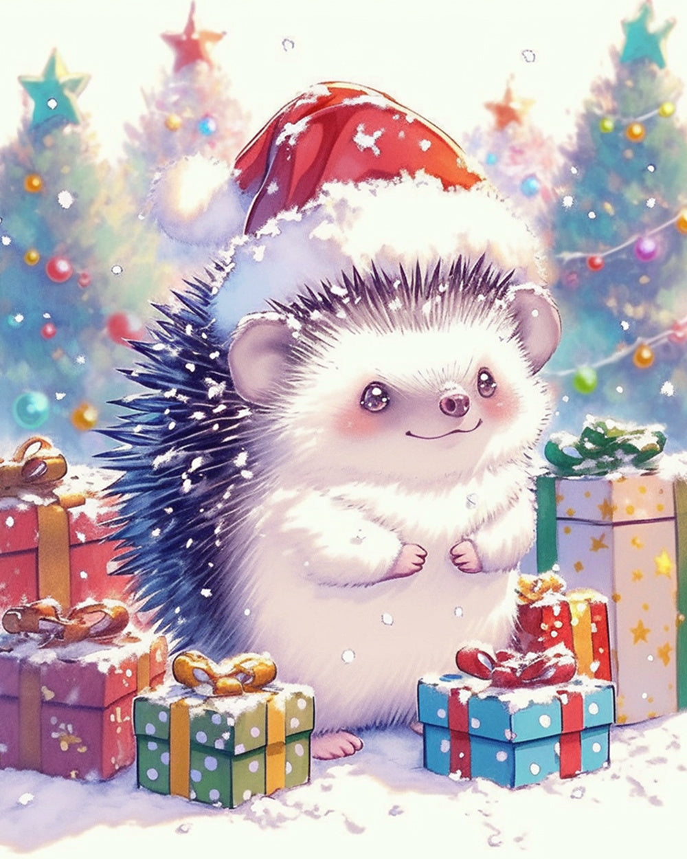 Christmas hedgehog cross stitch kit for beginners