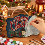 Christmas lantern decor paint by numbers door hanger painting process