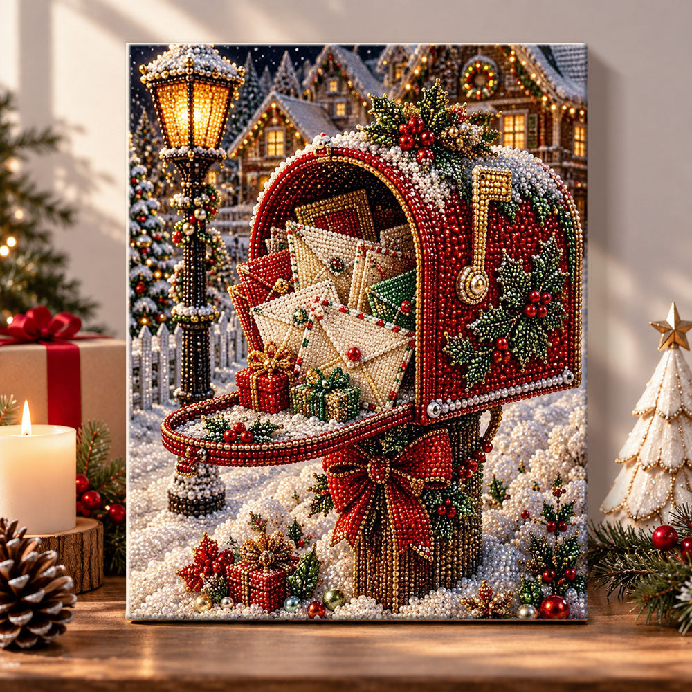 Christmas mailbox full of letters pearl diamond painting kit for beginners