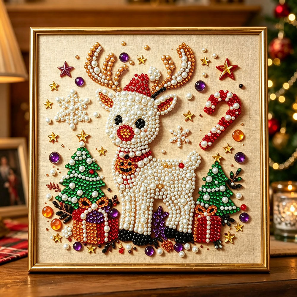 Christmas pearl reindeer pearl diamond painting kit for beginners