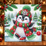Christmas penguin ice‑skating pearl diamond painting kit for beginners