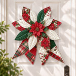 Christmas poinsettia DIY quilted bow sewing kit finished as a handmade door decoration