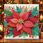 Christmas poinsettia floral pearl diamond painting kit for beginners