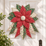 Christmas red bloom DIY quilted bow sewing kit finished as a handmade door decoration