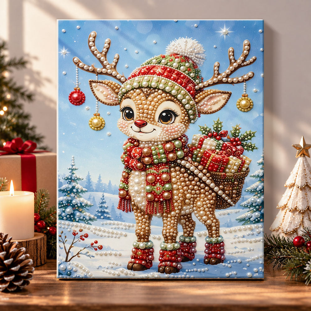 Christmas reindeer adventure pearl diamond painting kit for beginners