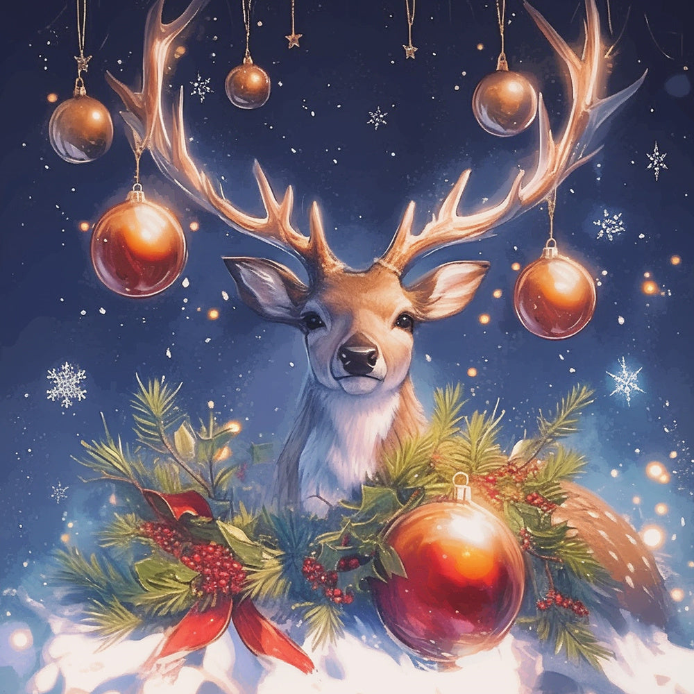 Christmas reindeer baubles cross stitch kit for beginners