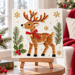 Christmas reindeer sea glass art kit displayed as seasonal home decor