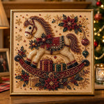 Christmas rocking horse pearl diamond painting kit for beginners