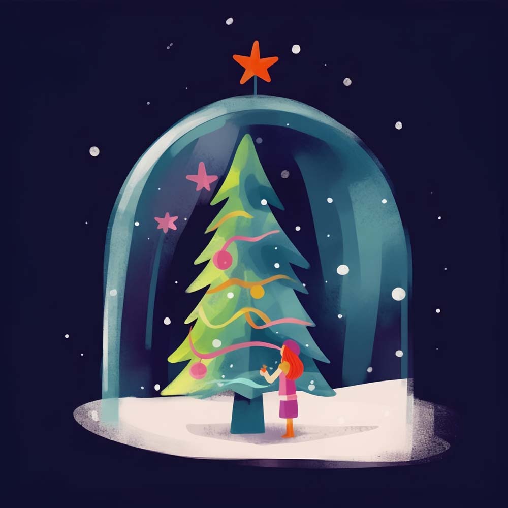 Christmas snow globe scene cross stitch kit for beginners