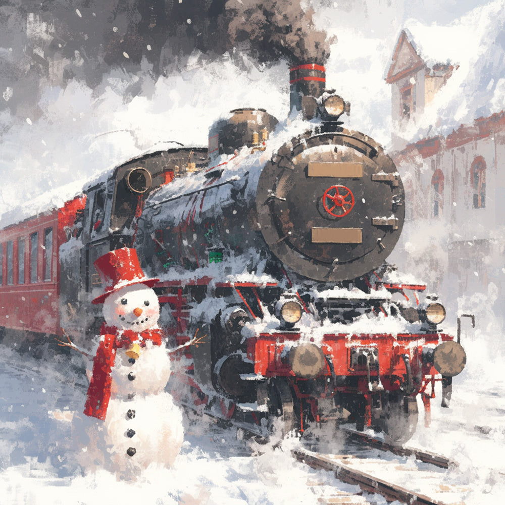 Christmas steam train cross stitch kit for beginners