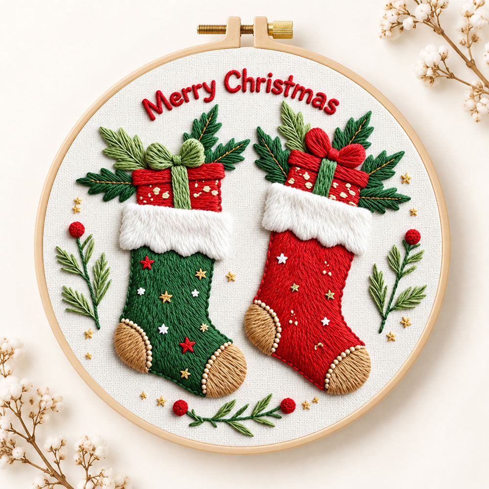 Christmas stocking cheer embroidery kit