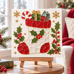 Christmas stocking sea glass art kit displayed as seasonal home decor