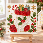 Christmas stocking sea glass art kit finished artwork on display