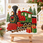 Christmas train sea glass art kit finished artwork on display