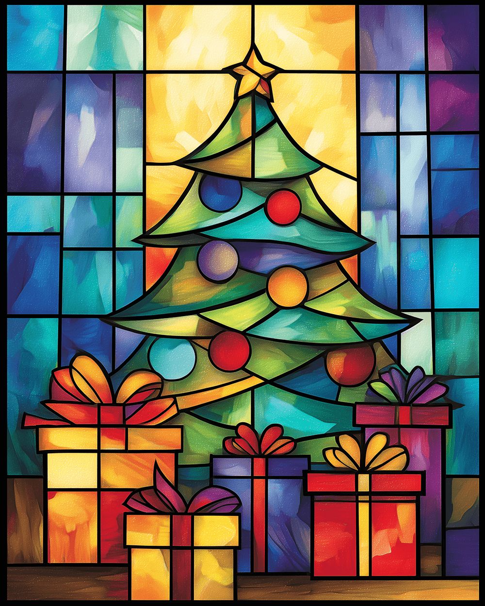 Christmas tree and presents cross stitch kit for beginners