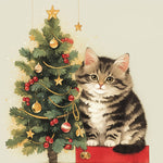 Christmas tree kitten cross stitch kit for beginners