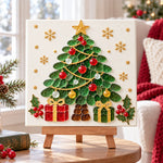 Christmas tree sea glass art kit displayed as seasonal home decor
