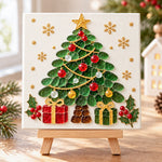Christmas tree sea glass art kit finished artwork on display
