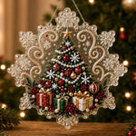Christmas tree with gifts and snowflakes pearl diamond painting kit for beginners