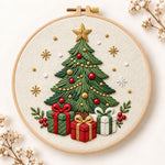 Christmas tree with gifts embroidery kit